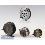 Mixed Unnamed Fly Reel Selection to include 4 1/8” alloy centre pin with twin handles and perforated