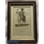 India original hand coloured steel engraving showing a Mahratta warrior on horseback In original