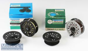 Shakespeare 3 ½” Speedex trout fly reel plus another Shakespeare 3 ½” fly reel with quick release