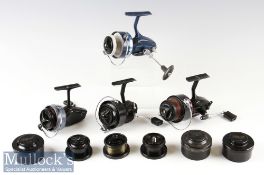 4x Mixed Mitchell Spinning Reels including 300A^ 304^ 321 and 410A^ with 3 spare cased spools. (7)