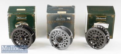 3x Shakespeare 3 ½” Centrepin Fly Fishing Reels Worcestershire Fly Model 2628^ Glider 2752 and