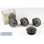 Orvis Clearwater IV 3 3/8” alloy Fly Reels (3) with perforated spools^ constant checker^ one in