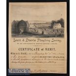 Louth & District Ploughing Society. 1896 Certificate 1st Class Prize Impressive detailed scene of
