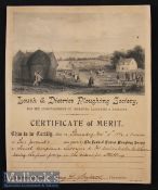Louth & District Ploughing Society. 1896 Certificate 1st Class Prize Impressive detailed scene of