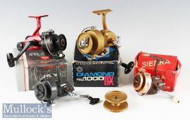 Mixed Fixed Spool Reel Selection (4) including Diamond 1000 Super Deluxe with spare spool^ Silstar