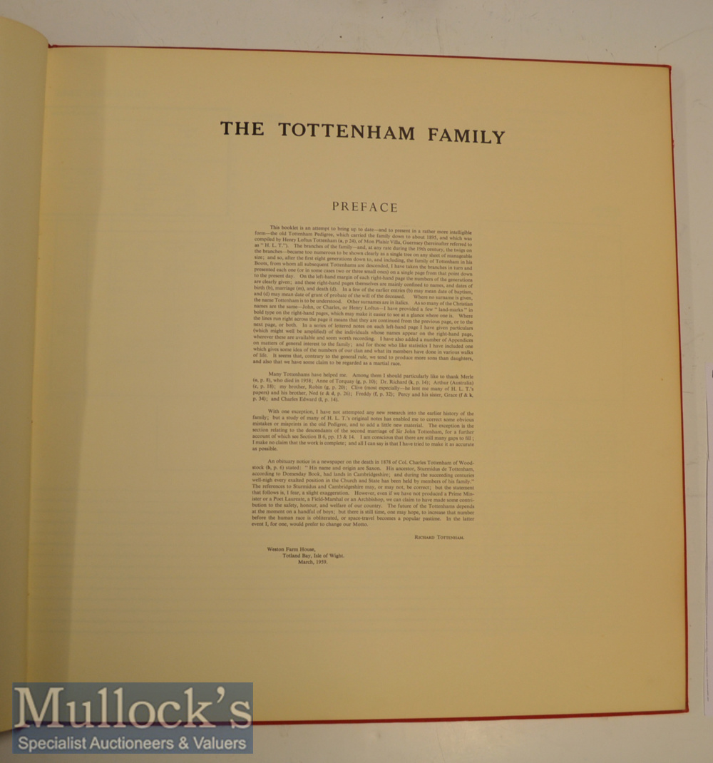 Isle of Wight – ‘The Tottenham Family Book’ includes details of ‘Pedigree of Tottenham’ printed on - Image 2 of 2