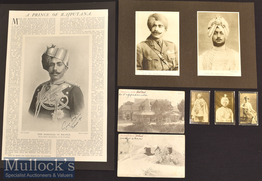 India – Five Portraits of Maharaja’s including three cigarette cards and two postcards of Strawberry