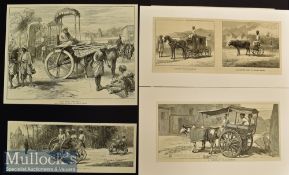 India – Transport – 6x Original engravings 1875 to 1882 Afternoon in the Himalayas 38x24cm^
