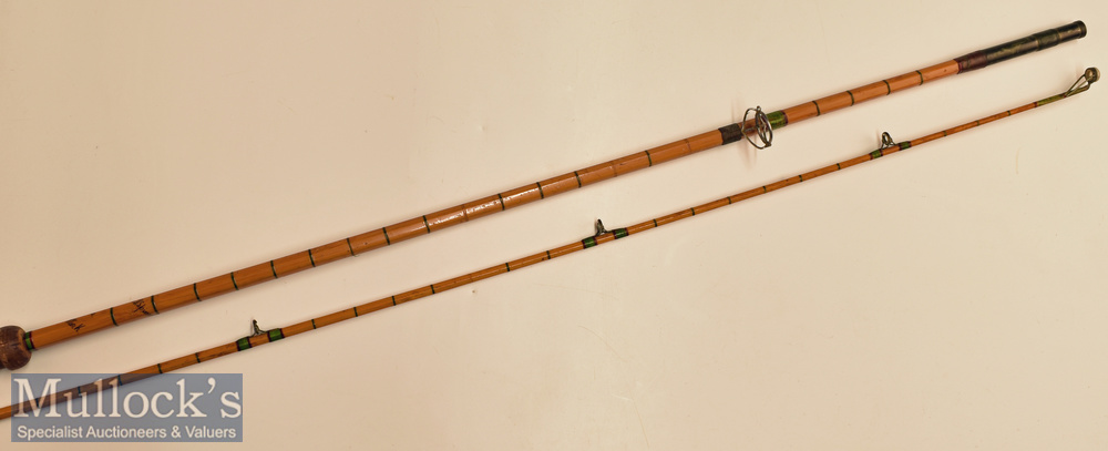 Hardy Bros No2 LRH Spinning 9ft 6in Palakona Rod split cane^ cork handle^ signs of use^ missing line - Image 2 of 2