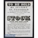 1832 Poster ‘To Be Sold By Auction^ W Donkin^ Auctioneer’ advertising the sale of ‘STOCK’^ upon said