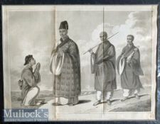 China – Asia – Cochin Chinese Priest of Fo Engraving date 1828 with folds^ J Clark^ mounted measures