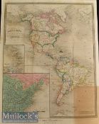 Americana – Map ‘Amerique’ c1860 by E. Cortambert measures 19 1/2x15” hand coloured previously