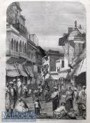 India and Punjab – The Main Street of Agra^ 1858 An original ILN wood engraving titled The Main