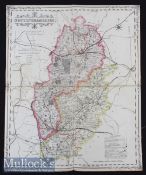 Nottinghamshire Map - Impressive Hand Coloured County Map of Nottinghamshire c1840s - folding