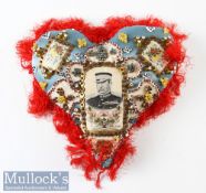 Victorian Boer War sweet heart cushion beautifully preserved in its original box. Featuring