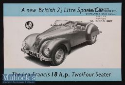 Lea Francis 2½ Litre Sports Car Brochure C. 1949 - The company was started by Richard Henry Lea