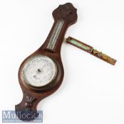 Bravingtons Ltd Aneroid Barometer in wooden Banjo style^ London^ measures 57cm approx. together with