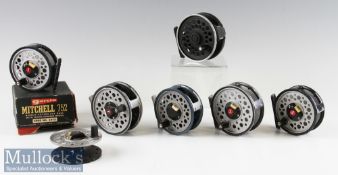 Garcia Mitchell Fly Reels (5) including 3x 752^ one with poor box^ and 2x 756^ with a spare spool^