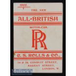 Rolls Royce Motor Cars January 1905 Sales Catalogue - A 20 page catalogue featuring 11 illustrations