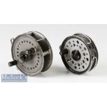 J W Young & Sons Landex 3.5” fly reel twin handle in grey finish with line guard^ together with