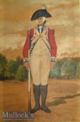 Military – Watercolours of an 18th Century Infantry Soldier with Coldstream guards shoulder belt