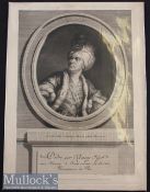 Le Kain^ Henri Louis Cain (1728-1778) Engraved Portrait by A de St Aubin after S B Le Noir^ with