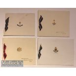 Original Indian army regimental greeting cards (4) all gold embossed with ribbons including 11th