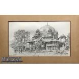 Original Victorian period published pen & ink drawing of the tomb of Mohammed Ghaus Gwalior^ India
