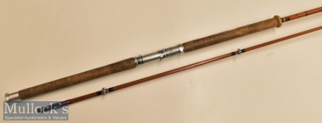 J S Sharpe Aberdeen Spinning Rod 9ft 3in Scottie brand split cane cork handle^ 2 piece^ paint to