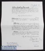 Signed Queen Elizabeth the Queen Mother 1957 Warrant – appointing a member of the Royal Victorian