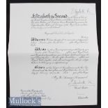 Signed Queen Elizabeth the Queen Mother 1957 Warrant – appointing a member of the Royal Victorian