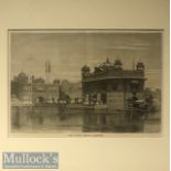 India - 19th century engraving showing the holiest Sikh shrine the Golden temple^ Amritsar Punjab