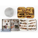 Alloy Fly and Cast Box Selection to include S. Allcock 5x3 ½” fly tin with assorted low water Salmon