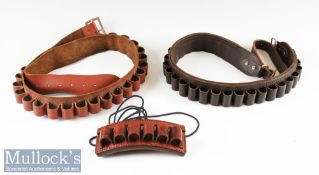 2x Leather Cartridge Belts to include an unnamed belt measuring 49” in length approx.^ plus