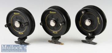 3x Shakespeare 4 ½” ‘Lincoln’ Side Cast Trotting Reels model 2895^ all with spring twist feet^ all
