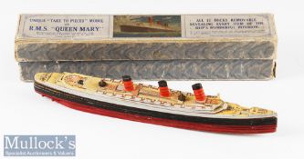 1936 Chad Valley RMS Queen Mary Cardboard Model in original box a unique ‘take to pieces’ model^