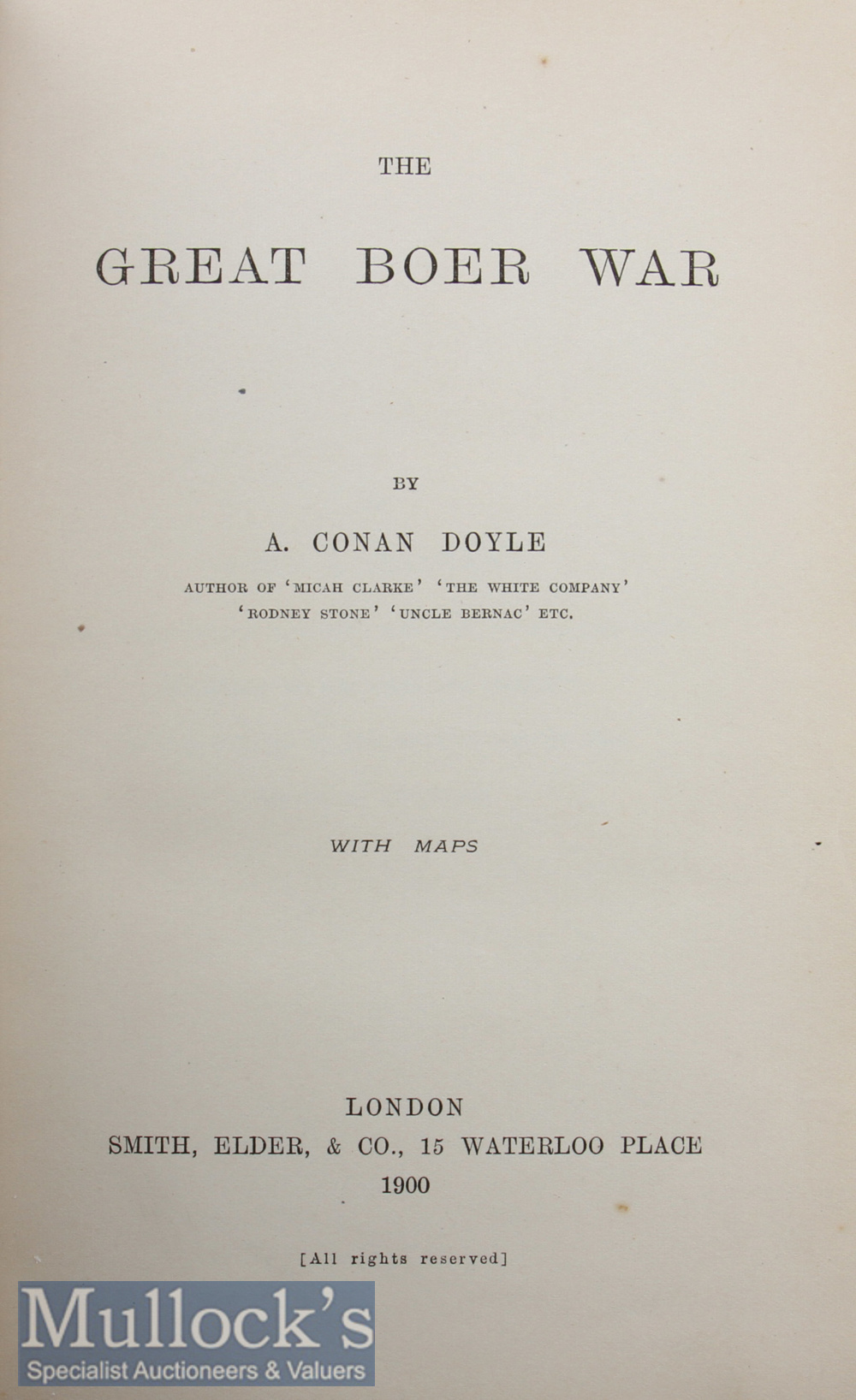 The Great Boer War 1900 Book 1st Edition by A Conan Doyle^ London^ in original blue cloth boards^ - Image 2 of 2