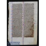 Very early Vellum Manuscript Leaf In Latin From A Medieval Bible. France - Paris about 1250 AD - the
