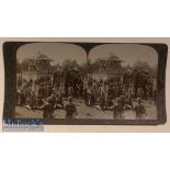 India - Original stereo view elephant carriage of H H the Maharaja of Rewah Calcutta pageant c1900s