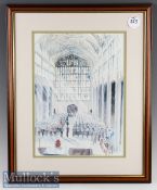 David Crick Colour Print of Ceremonial Scene framed measured 43x53cm