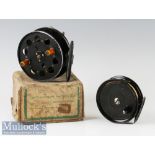 W R Products Speedia 4” Trotting Reel with twin amber handles^ black finish with side lever check^
