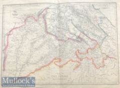 Map of India c857^ the Punjab & Cashmere Post Sikh wars map showing the Sikh kingdom & Kashmir state