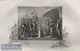 India – Anglo Sikh War - 19th century steel engraving The submission of the Maharaja of Dhuleep