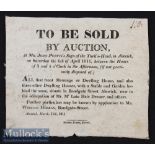 1811 Alnwick Printed Leaflet ‘To Be Sold By Auction’ advertising a sale of houses in Alnwick^ date 6