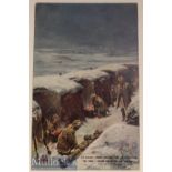 WWI Indian Military Postcard the Great War Indian troops freezing in the trenches. c1914