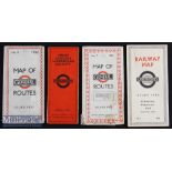 1930s Waterlow & Sons Underground Railways of London Map of London 3x panel with red backing