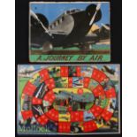 A Journey by Air c1935 Board Game with the pictorial board showing a Fokker 3 Engined Passenger