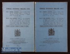 Ireland – Judicial Statistics 1917 and 1918 HMSO Dublin both in original blue wraps^ covers criminal