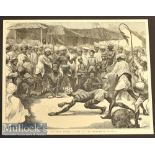 India – Human Tigers at the Mohurrum Festival original engraving 1872 measures 31x24cm approx