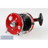Abu Ambassadeur 9000 Multiplier Sea Reel in red finish^ automatic two speed^ runs smoothly with